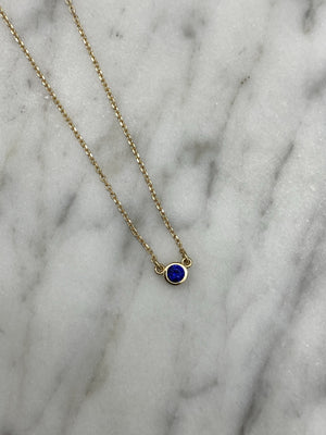 Blue sapphire bezel set gemstone necklace