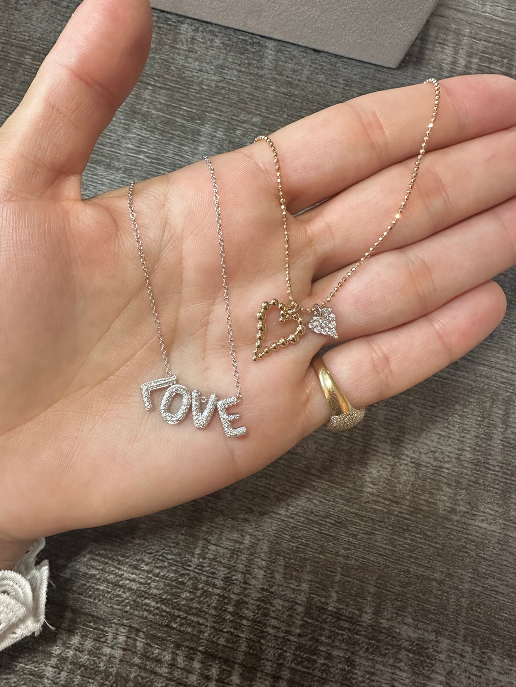 LOVE PAVE DIAMOND BUBBLE LETTER NECKLACE