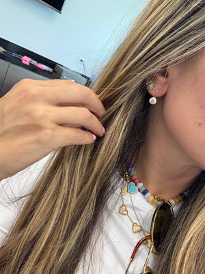 LAB GROWN DIAMOND STUD HOOP EARRINGS