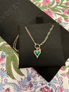 DIAMOND AND GEMSTONE HEART PAPERCLIP LINK NECKLACE