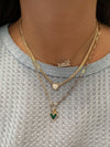 DIAMOND AND GEMSTONE HEART PAPERCLIP LINK NECKLACE