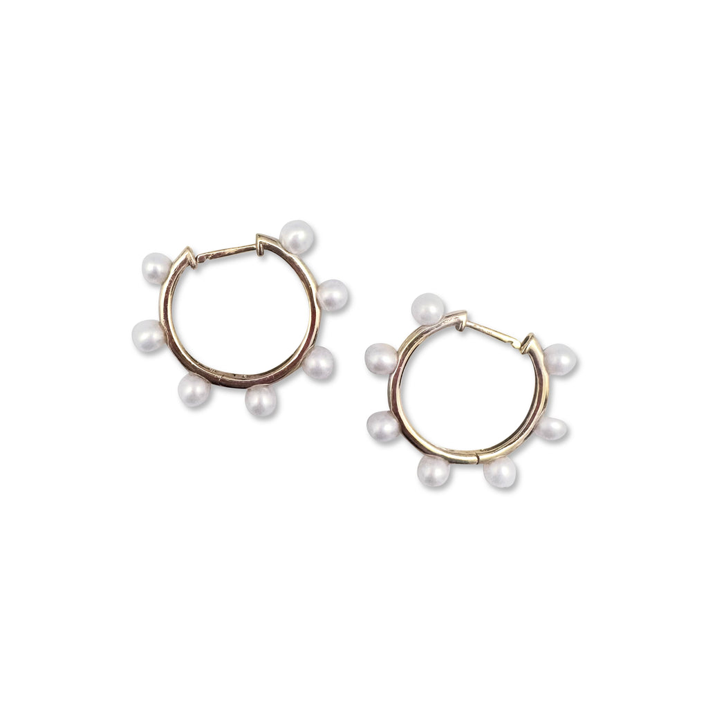 GOLD AND PEARL HOOP EARRINGS