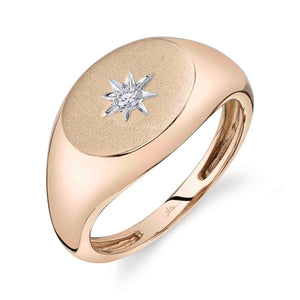 BRUSHED GOLD DIAMOND STAR SIGNET