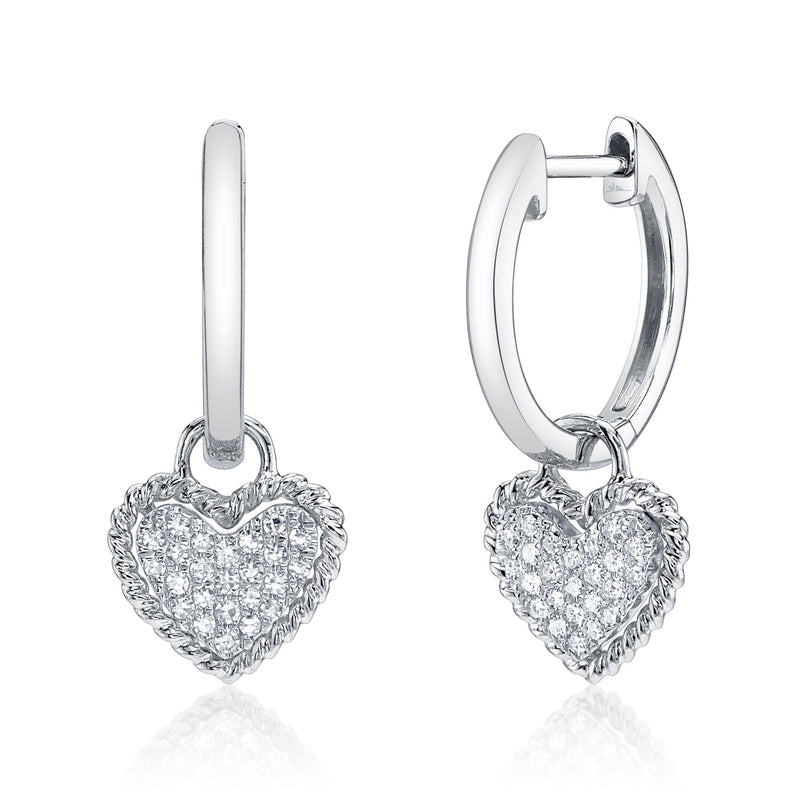 HUGGIES WITH PAVE DIAMOND ROPE HEARTS