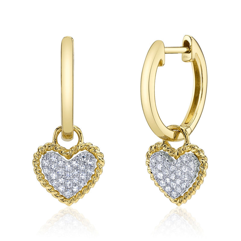 HUGGIES WITH PAVE DIAMOND ROPE HEARTS