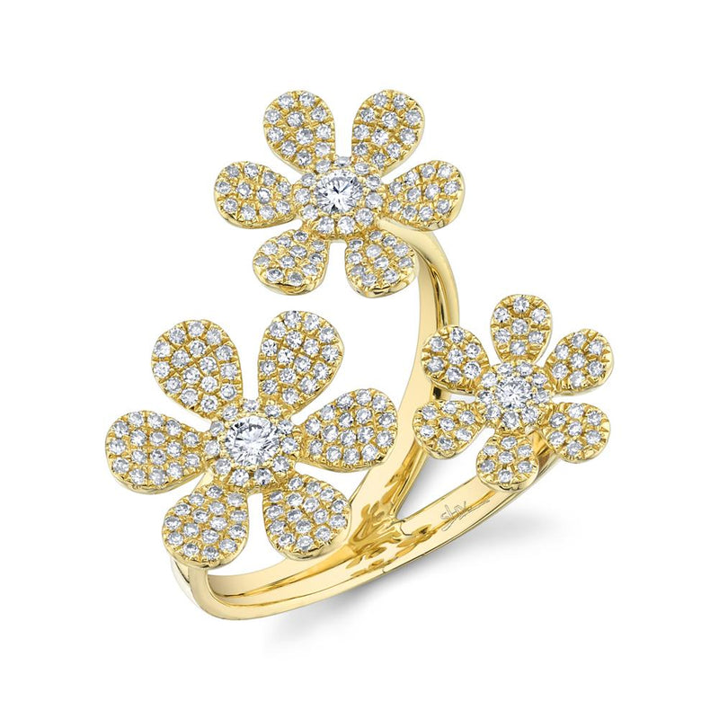 PAVE DIAMOND FLOWERS RING