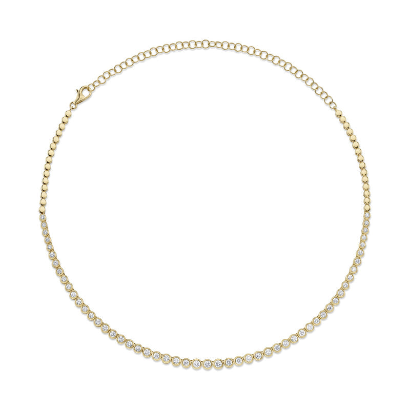 GRADUATED BEZEL SET DIAMOND TENNIS NECKLACE