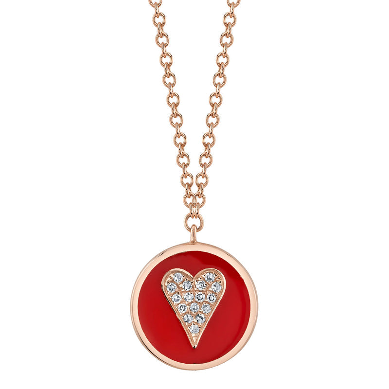 ENAMEL AND DIAMOND CIRCLE PENDANT NECKLACE