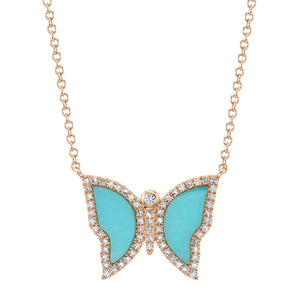 DIAMOND AND GEMSTONE BUTTERFLY NECKLACE