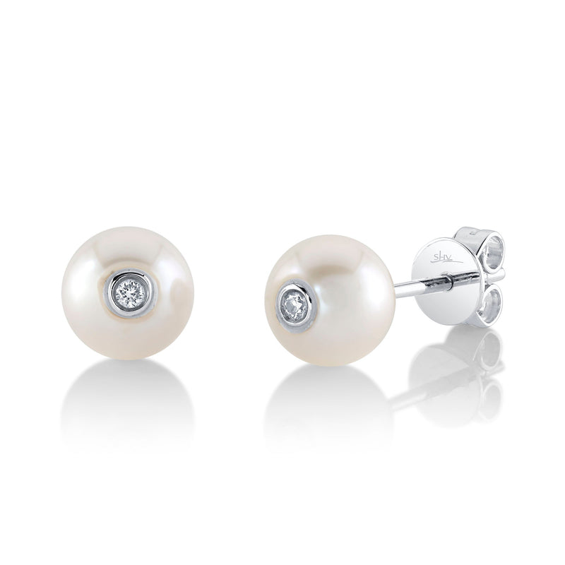 DIAMOND AND PEARL STUD EARRING