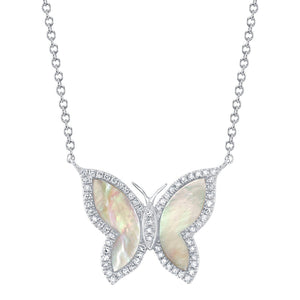 DIAMOND AND GEMSTONE BUTTERFLY NECKLACE