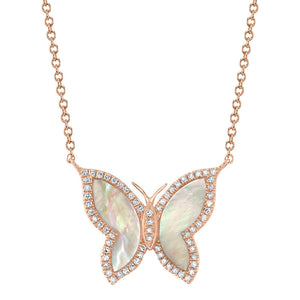 DIAMOND AND GEMSTONE BUTTERFLY NECKLACE