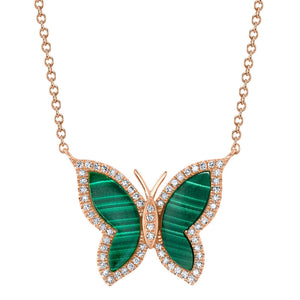 DIAMOND AND GEMSTONE BUTTERFLY NECKLACE