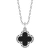 DOUBLE SIDED DIAMOND AND GEMSTONE CLOVER NECKLACE