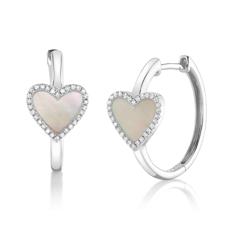 MOTHER OF PEARL HEART HOOP EARRING