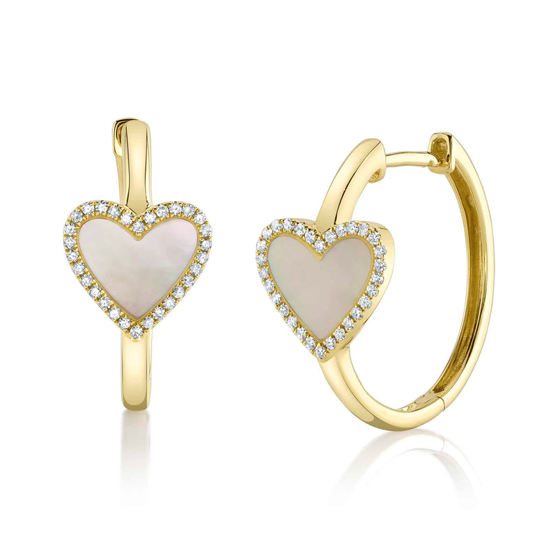 MOTHER OF PEARL HEART HOOP EARRING