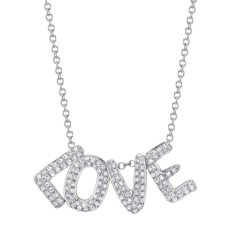 LOVE PAVE DIAMOND BUBBLE LETTER NECKLACE