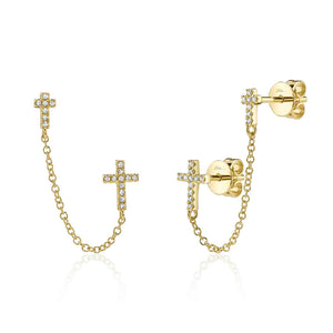 DIAMOND CROSS CHAIN EARRINGS