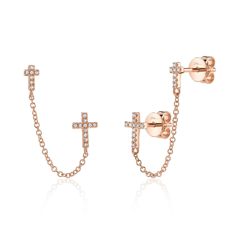 DIAMOND CROSS CHAIN EARRINGS