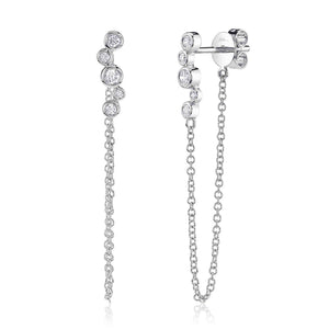 DIAMOND BEZEL CHAIN EARRINGS