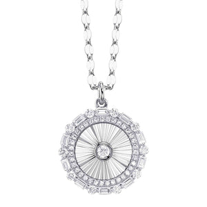 FLUTED ROUND DIAMOND PENDANT NECKLACE