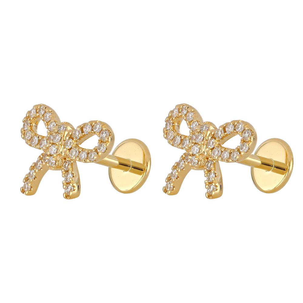 DIAMOND BOW STUD EARRINGS