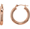 TUBE HOOP EARRINGS 14K GOLD (3mm Width) - 14K Rose Gold / Small - 20mm
