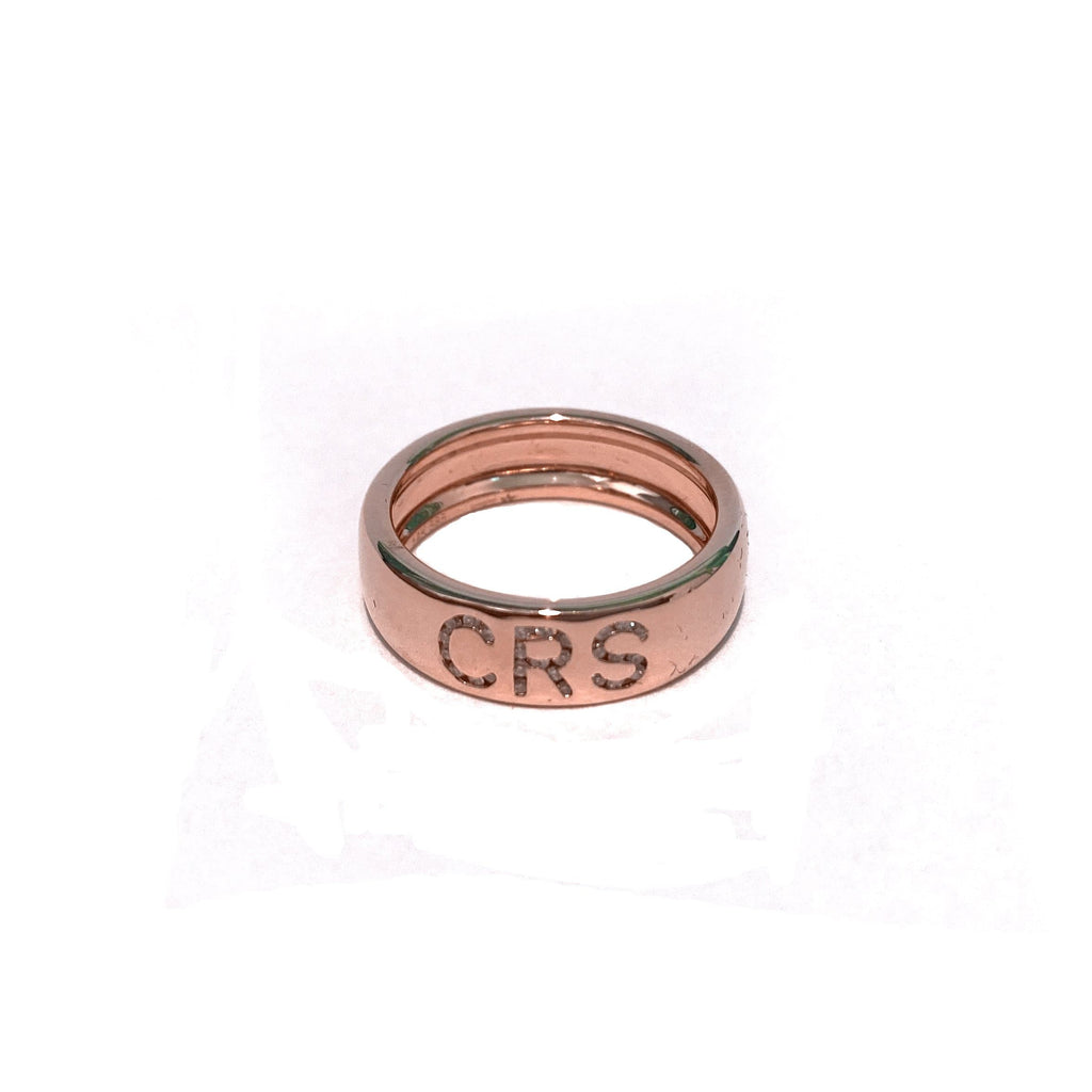Diamond Initial Cigar Band in rose gold