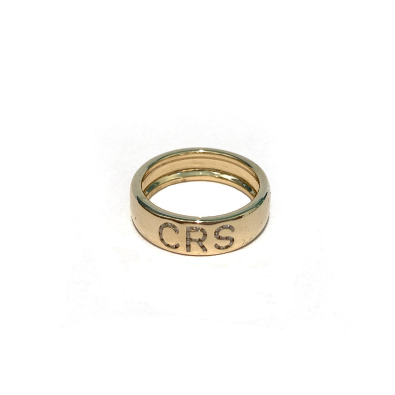 Diamond Initial Cigar Band in yellow gold