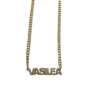 curb link chain name necklace