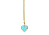 DIAMOND TURQUOISE HEART NECKLACE with 14 karak gold. diamonds surround the heart