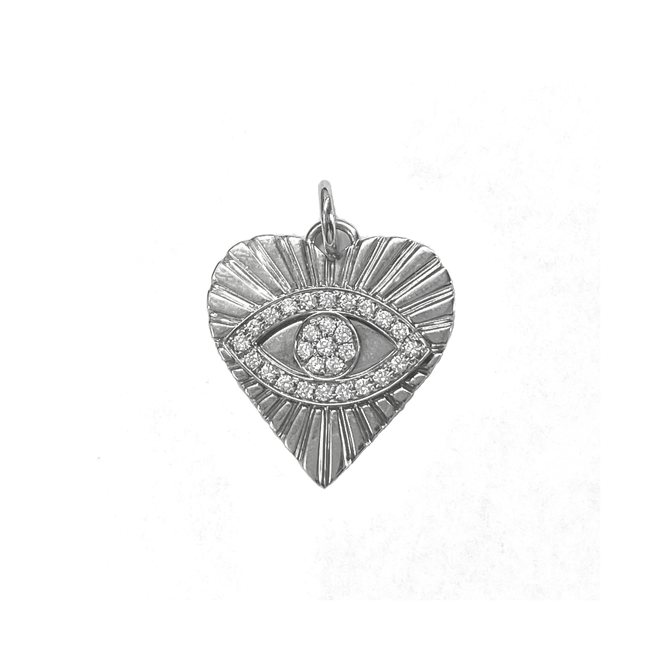 FLUTED EVIL EYE HEART PENDANT – VASILEA
