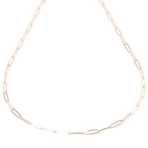 Gold paper clip necklace solid 14 karat gold