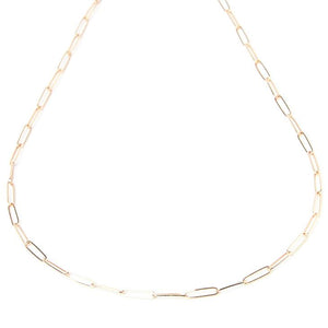 paperclip necklace in solid 14 karat white gold