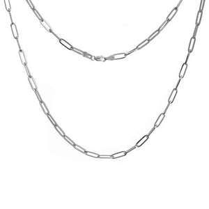 3.85mm white gold paperclip necklace