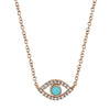 TURQUOISE AND DIAMOND EVIL EYE NECKLACE