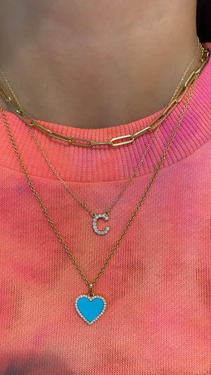 Styled diamond letter C necklace