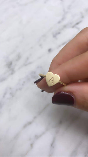 ENGRAVABLE HEART ROPE RING