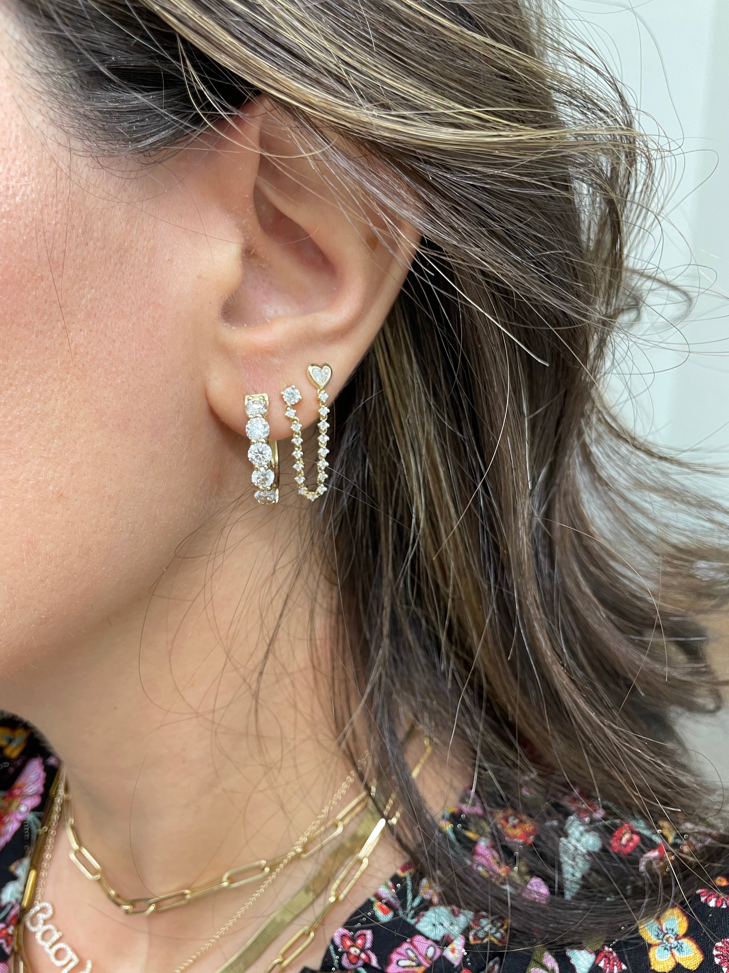 Mini Diamond & Ball Chain Earring | Kelly Bello Design®