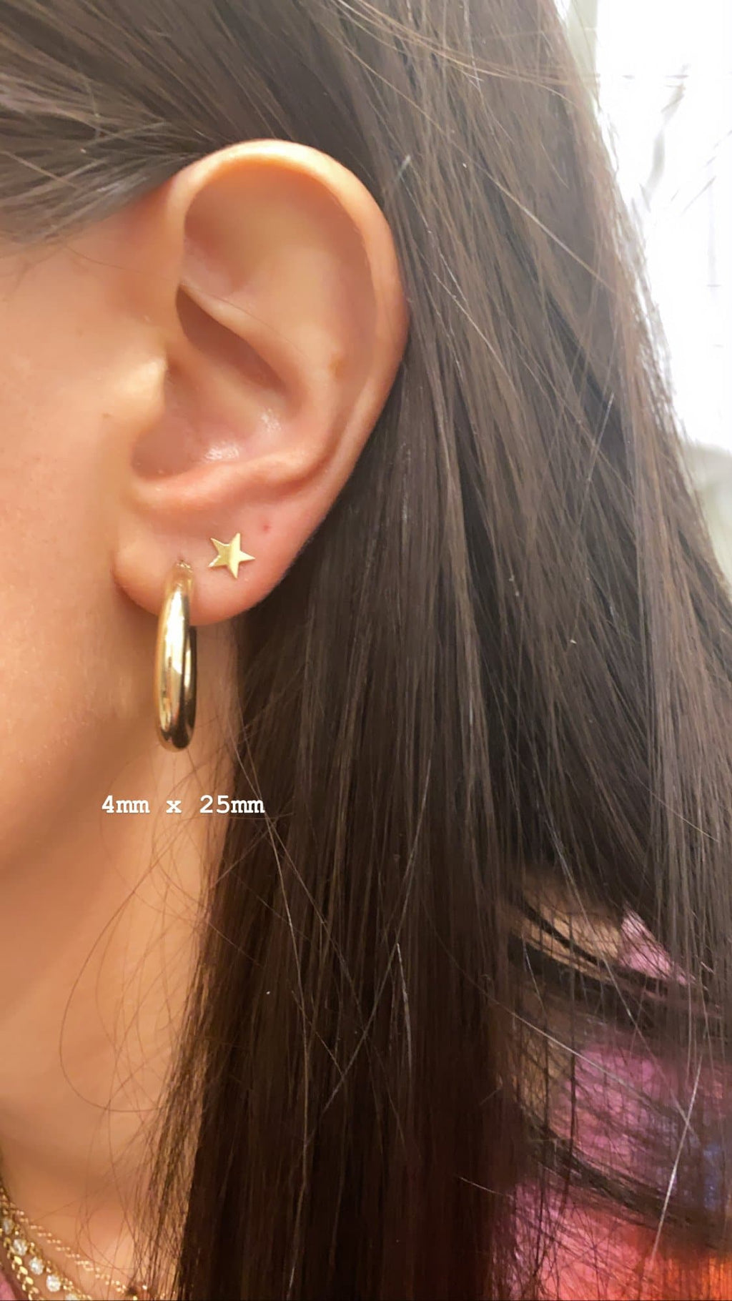 star gold earring and tube hoop gold earring